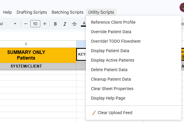 Sanitized screenshot of Google Sheets workflow automation