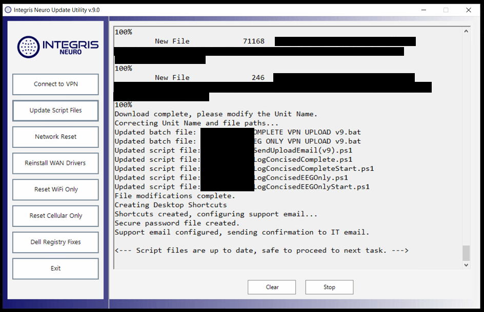 Sanitized screenshot of the network and system troubleshooting modules